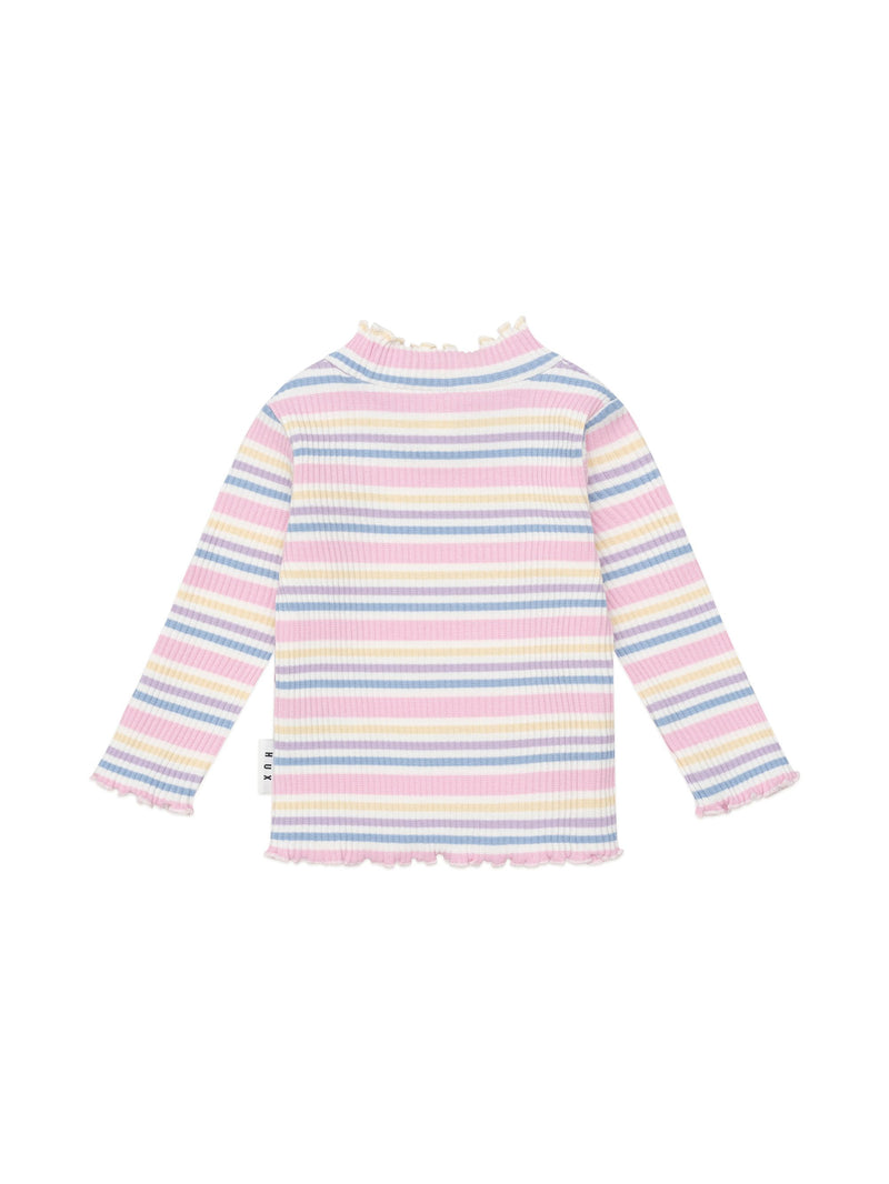 Huxbaby Rainbow Stripe Rib Skivvy in Multicolour