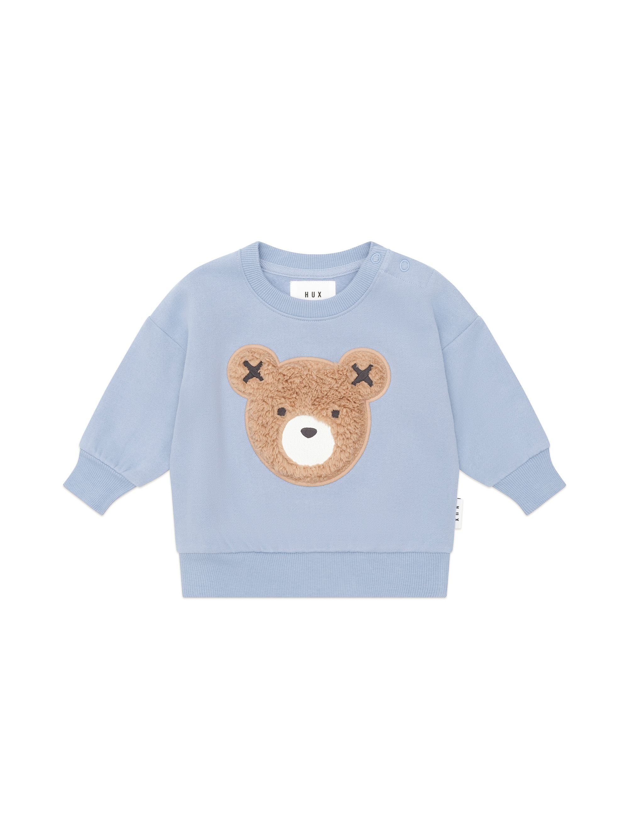 Huxbaby Stone Blue Furry Huxbear Sweatshirt in Blue