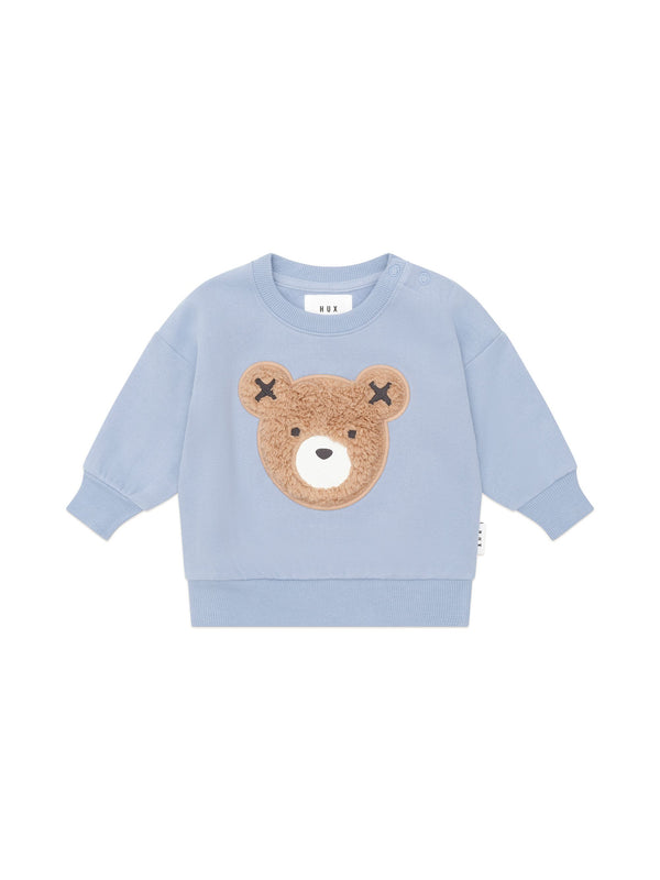 Huxbaby Stone Blue Furry Huxbear Sweatshirt in Blue