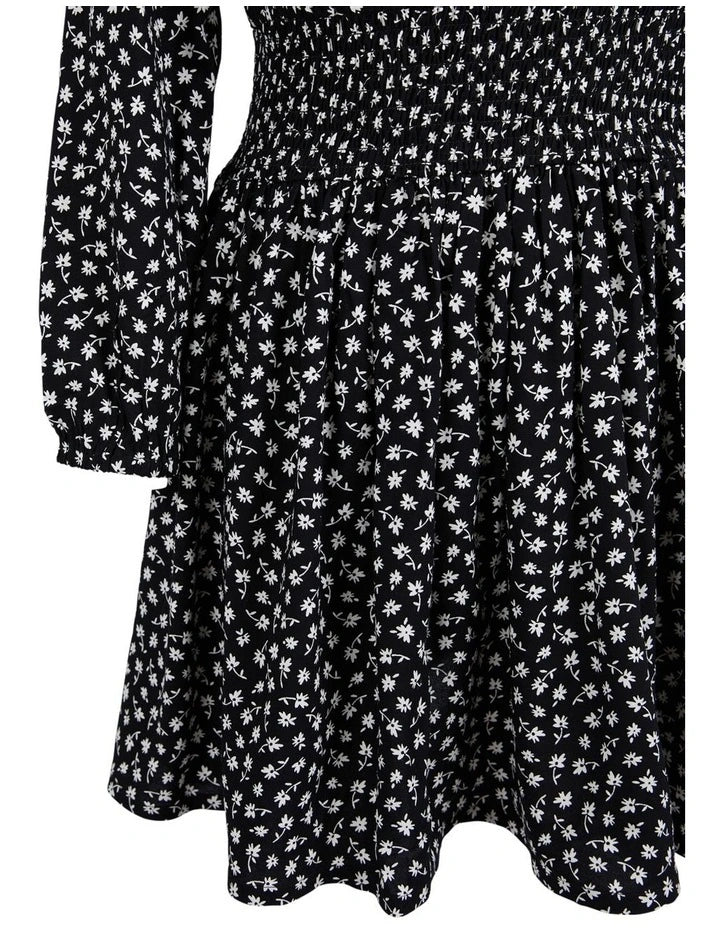 Eve Girl Eva Dress in black with white floral