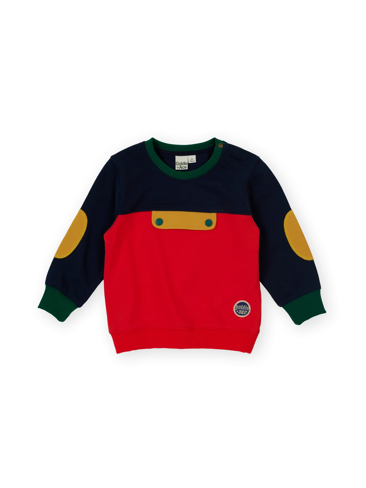 Goldie + Ace colour block pocket sweater