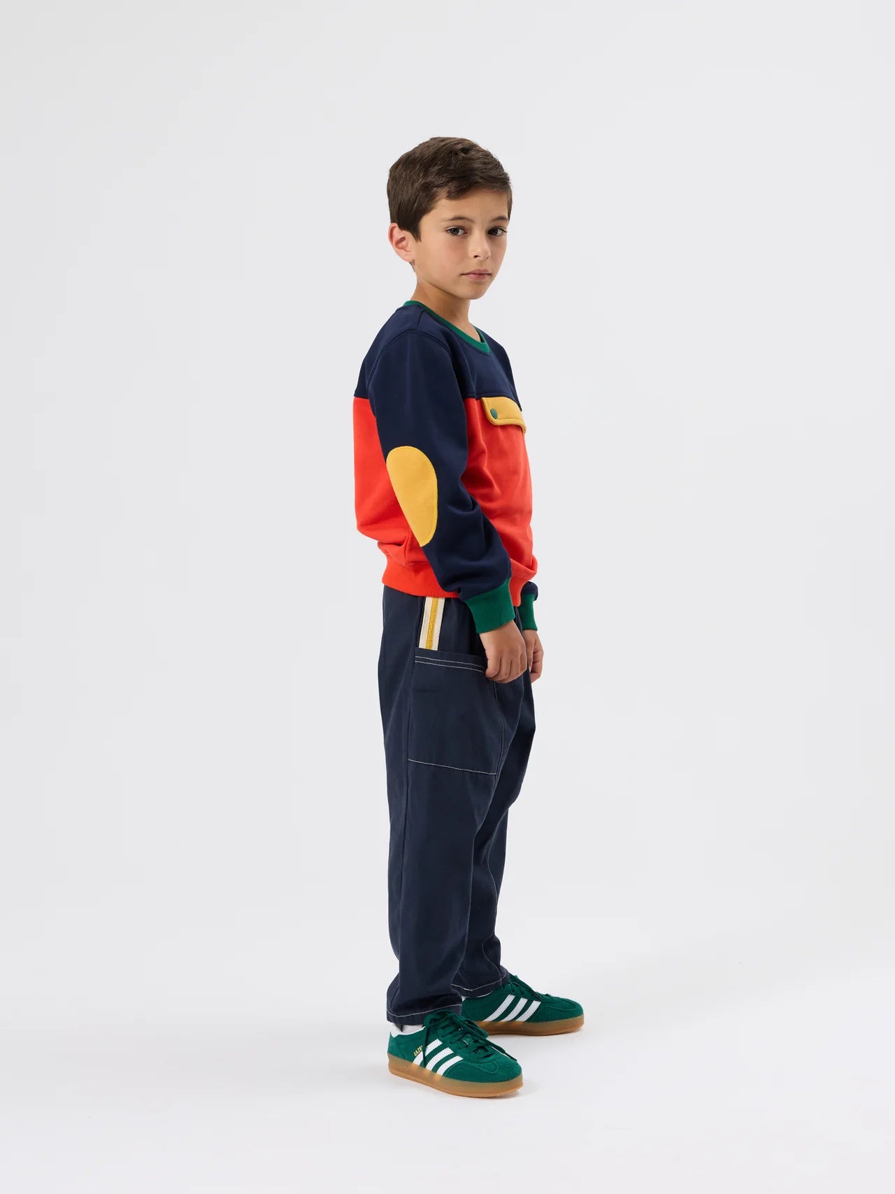 Goldie + Ace colour block pocket sweater