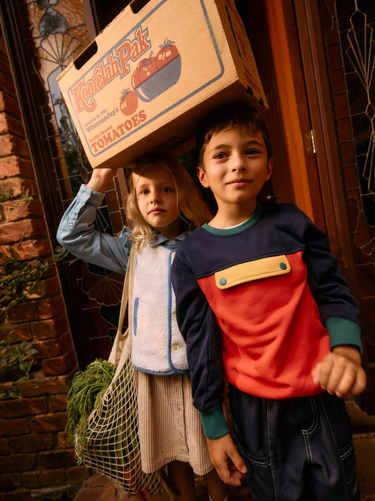 Goldie + Ace colour block pocket sweater