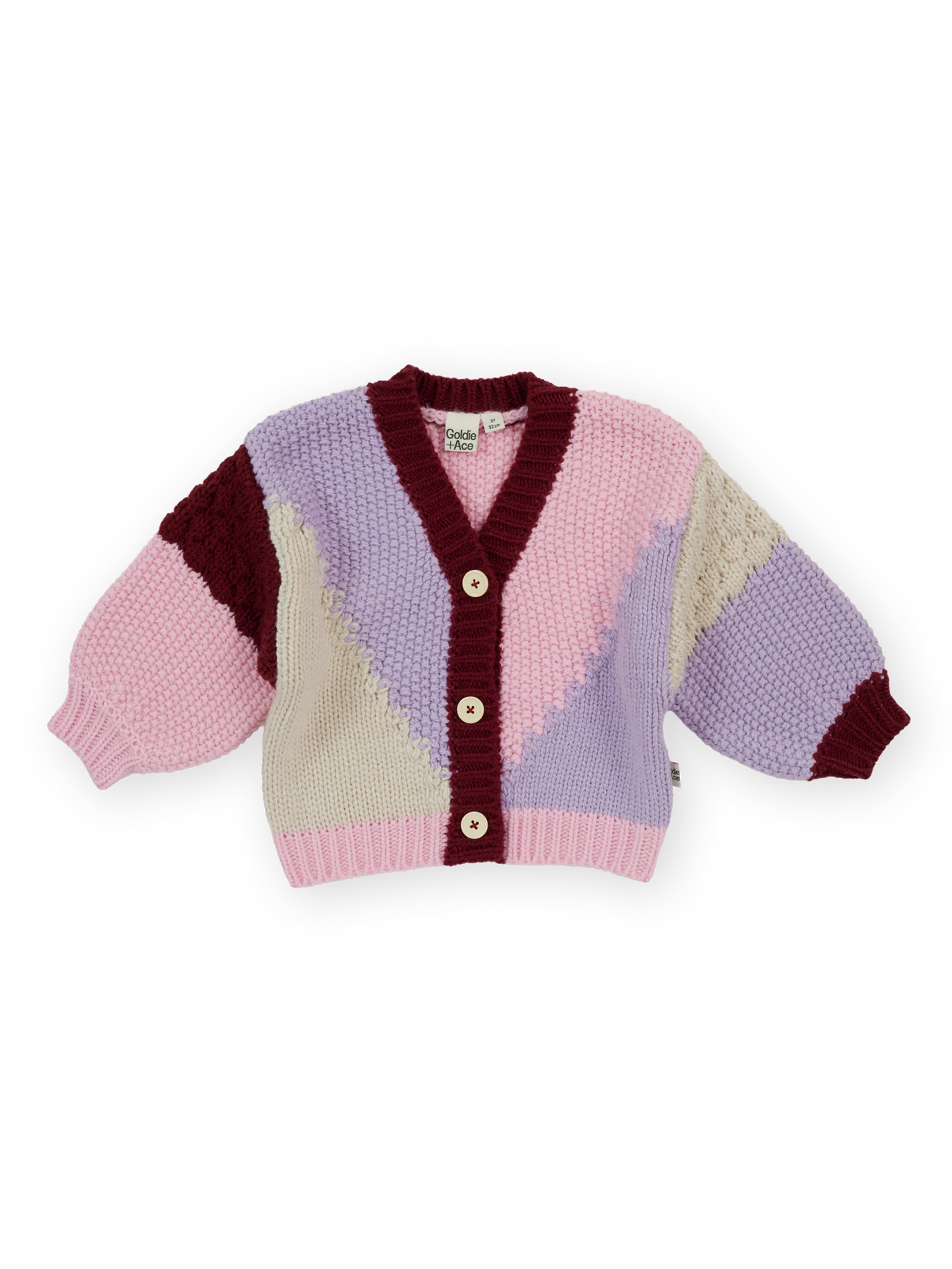 Goldie + Ace colour block knit cardigan in multi colours