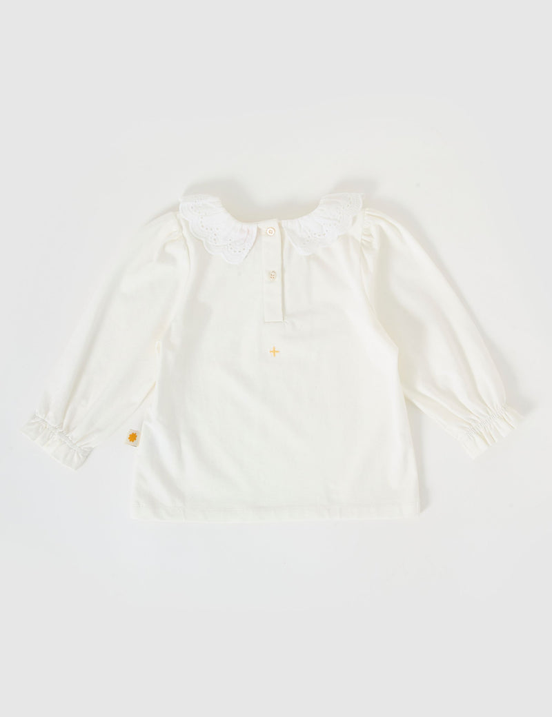 Goldie & Ace Laura Puff Sleeve Collar Top in White