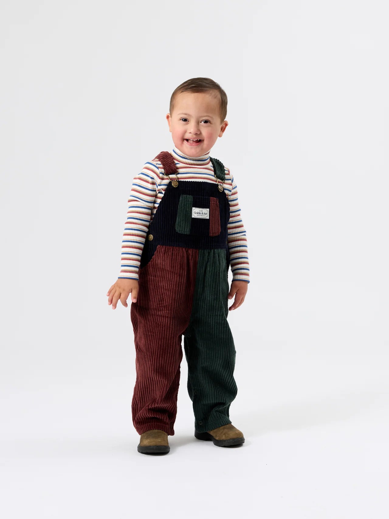 Goldie + Ace Austin corduroy colour block overalls