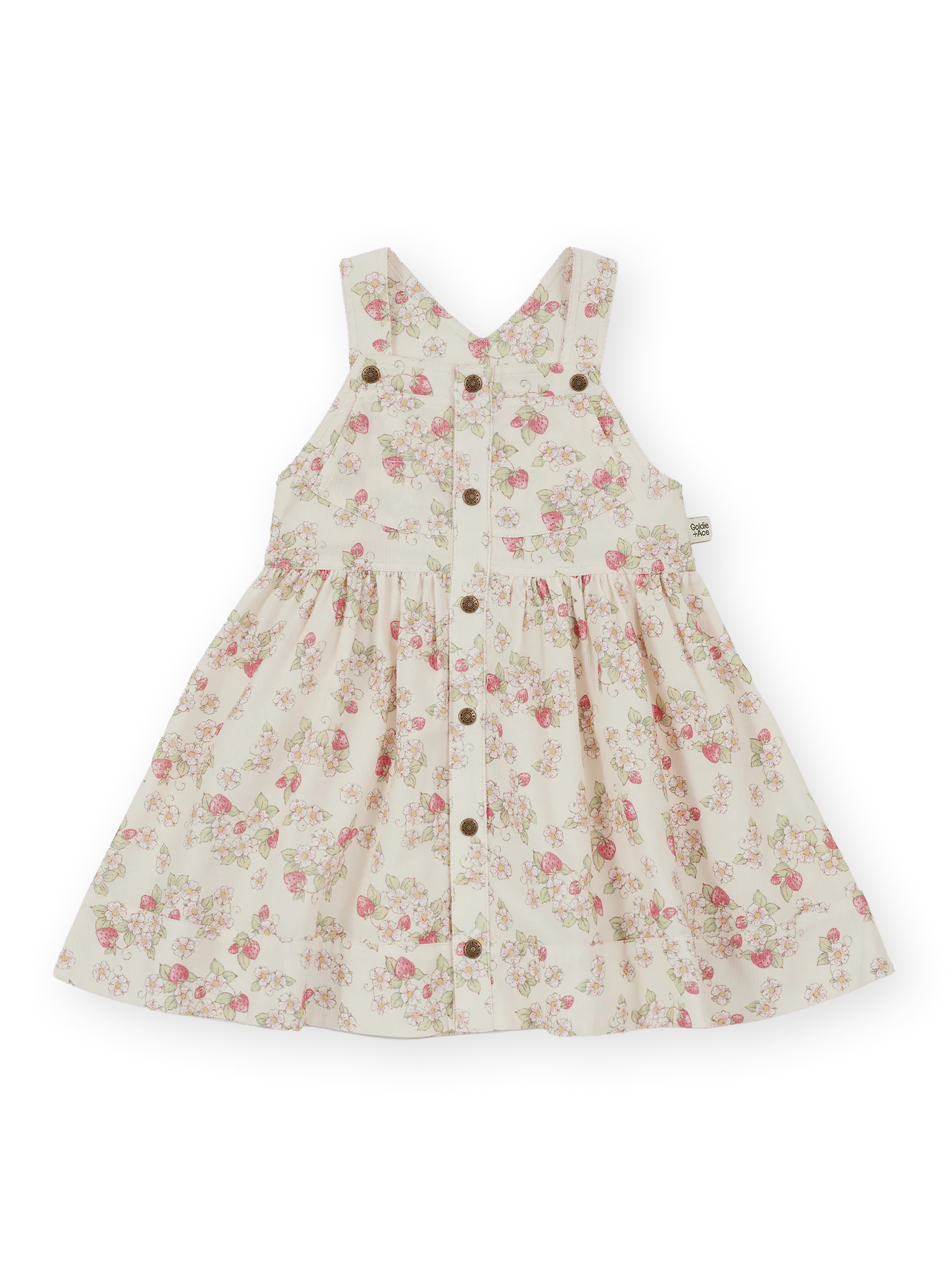 Goldie + Ace strawberry fields pinafore dress
