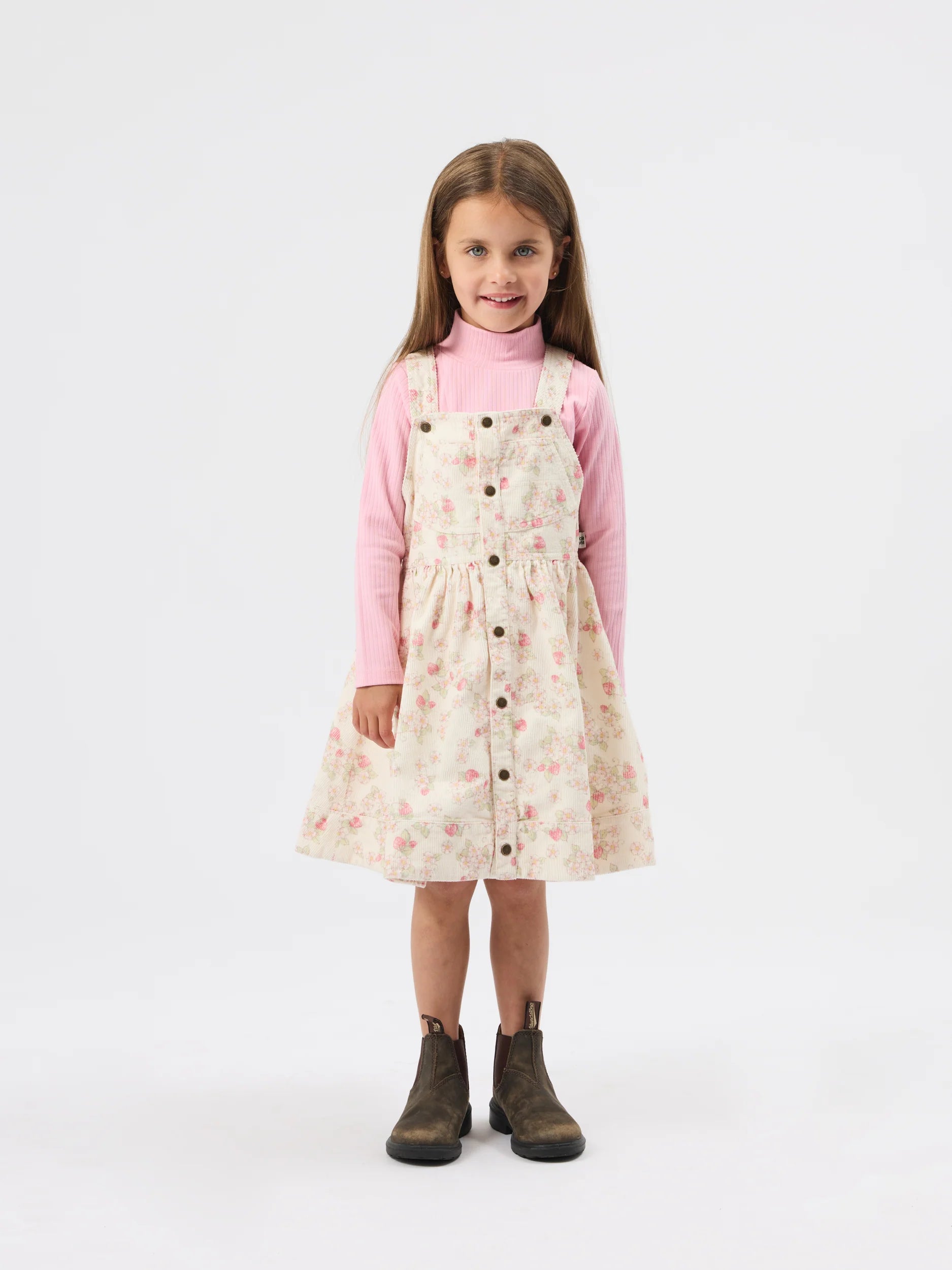 Goldie + Ace strawberry fields pinafore dress