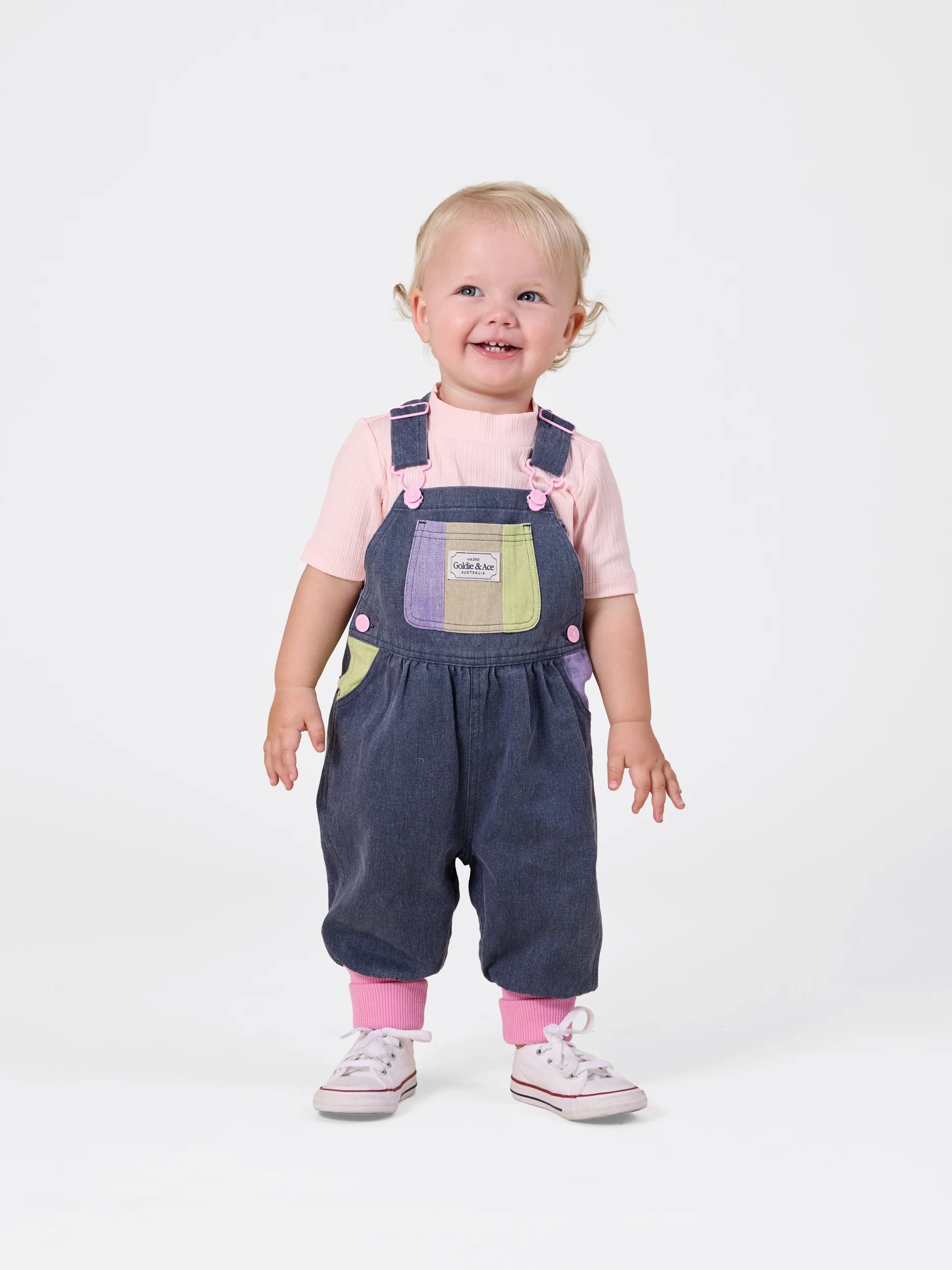 Goldie + Ace colour pop baby Austin overalls