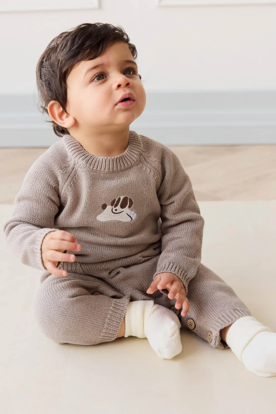 Jamie Kay theo knit one piece - tweed sasha  puppy