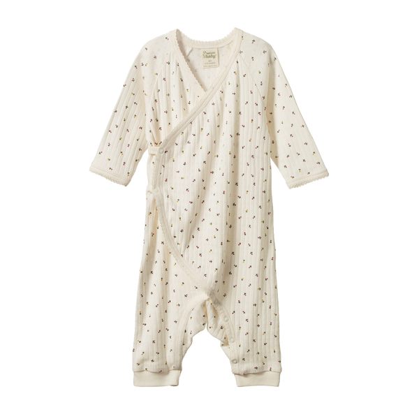 Nature Baby Aster Floral Print Kimono Stretch & Grow Pointelle