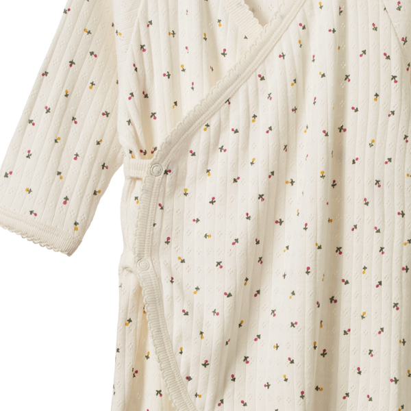 Nature Baby Aster Floral Print Kimono Stretch & Grow Pointelle