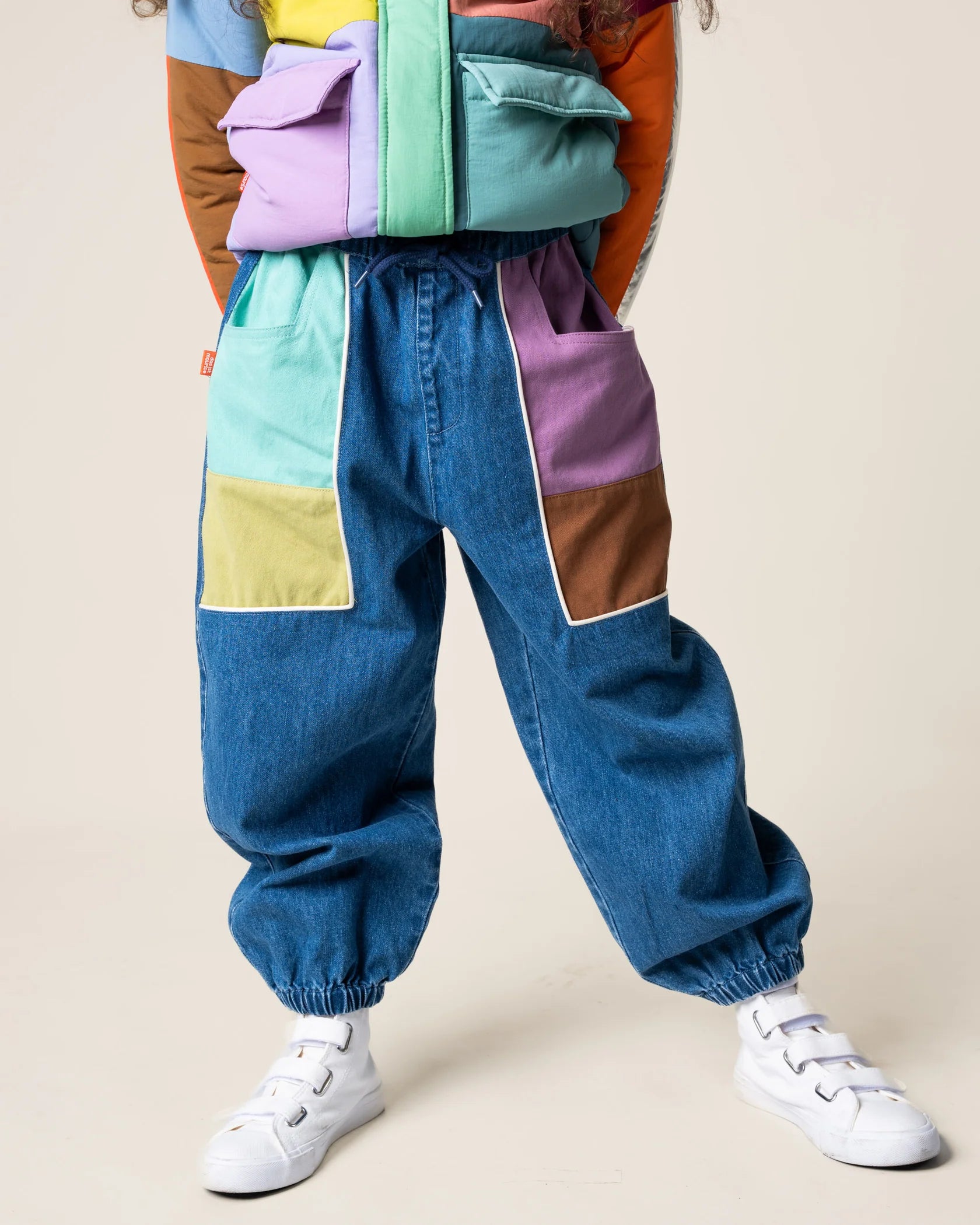 Das ist Maurice denim barrel pants in colour block