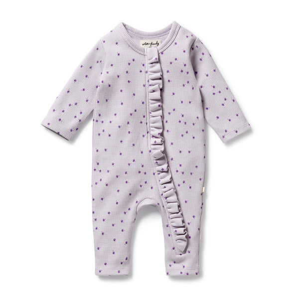 Wilson & Frenchy Lulu Daisy Organic Waffle Ruffle Zipsuit