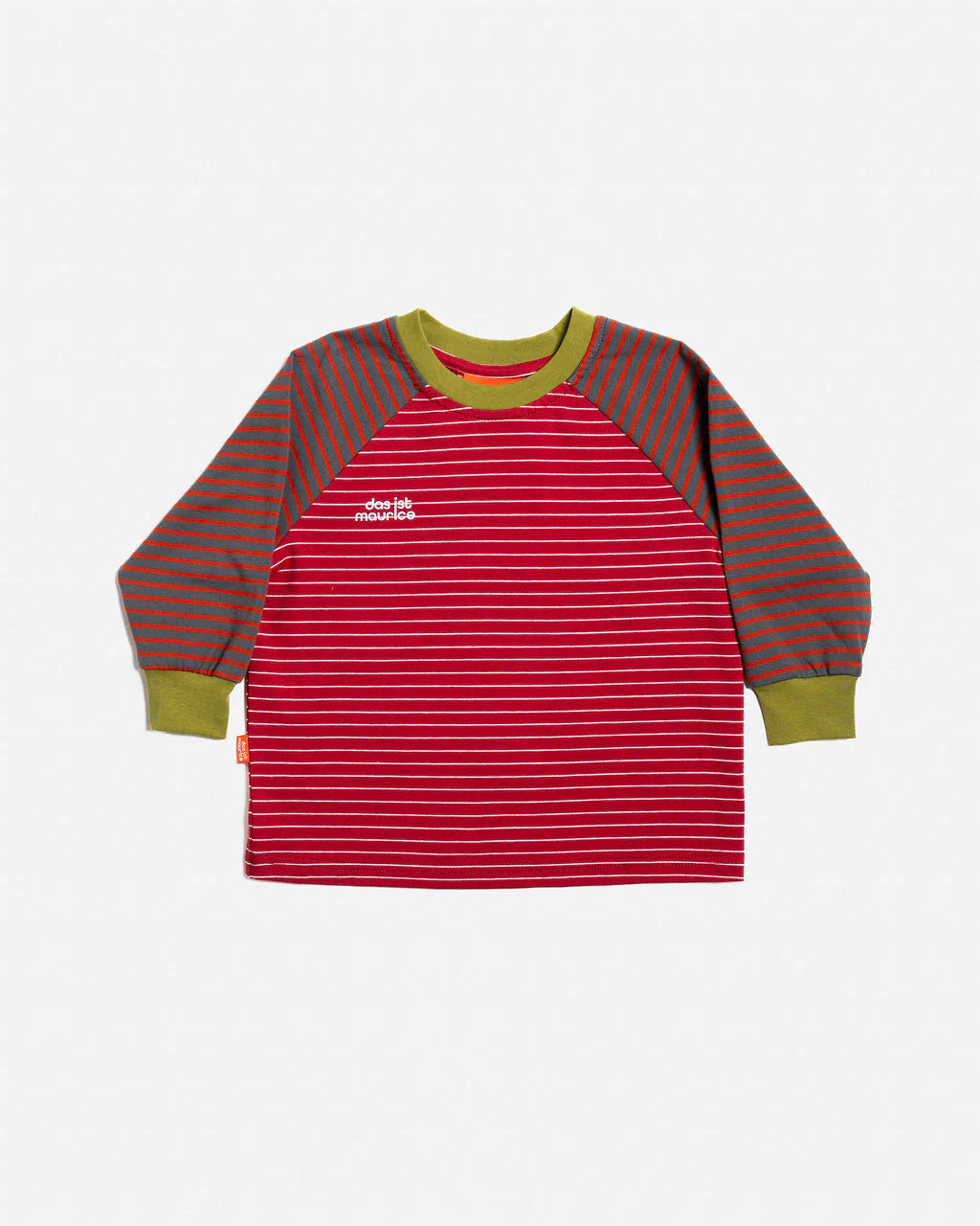 Das ist Maurice raglan long sleeve t-shirt burgundy stripe