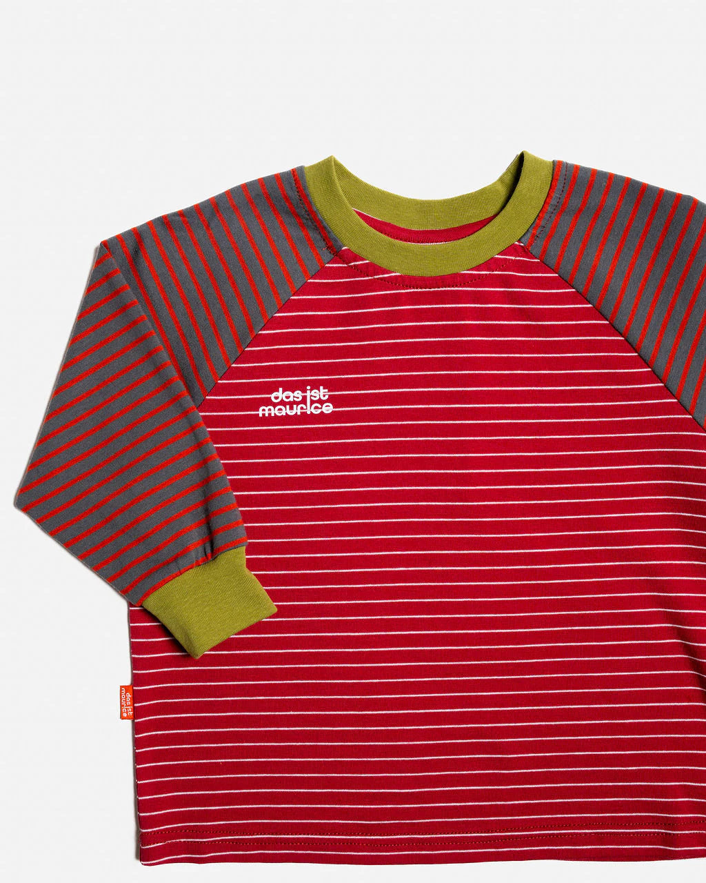 Das ist Maurice raglan long sleeve t-shirt burgundy stripe
