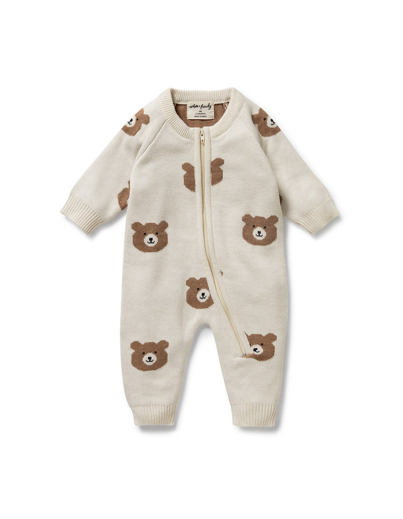 Wilson & Frenchy Beary Cute Organic Knitted Jacquard Growsuit