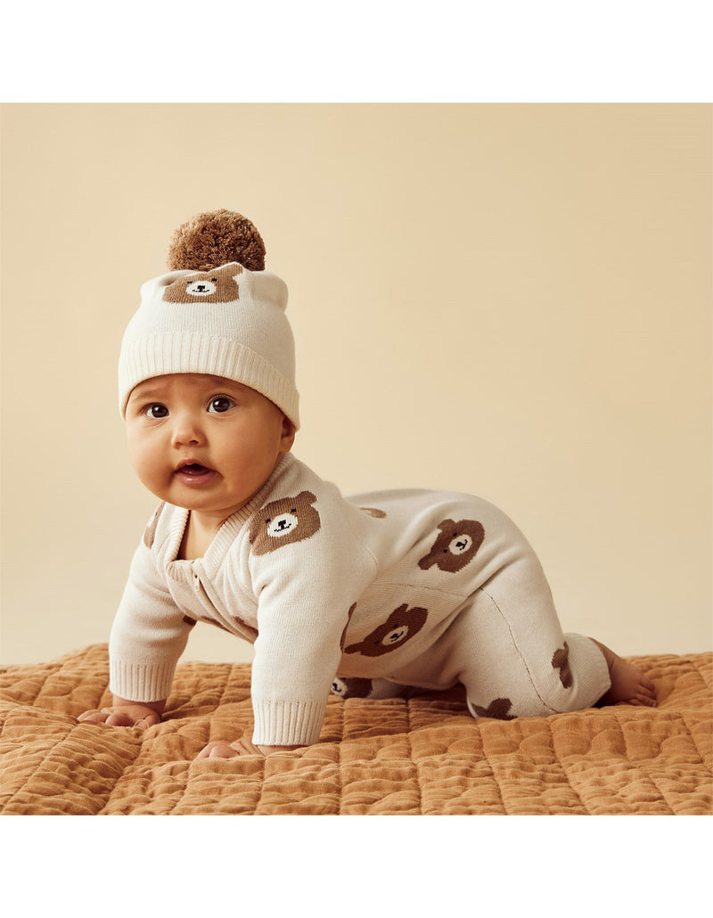 Wilson & Frenchy Beary Cute Organic Knitted Jacquard Growsuit