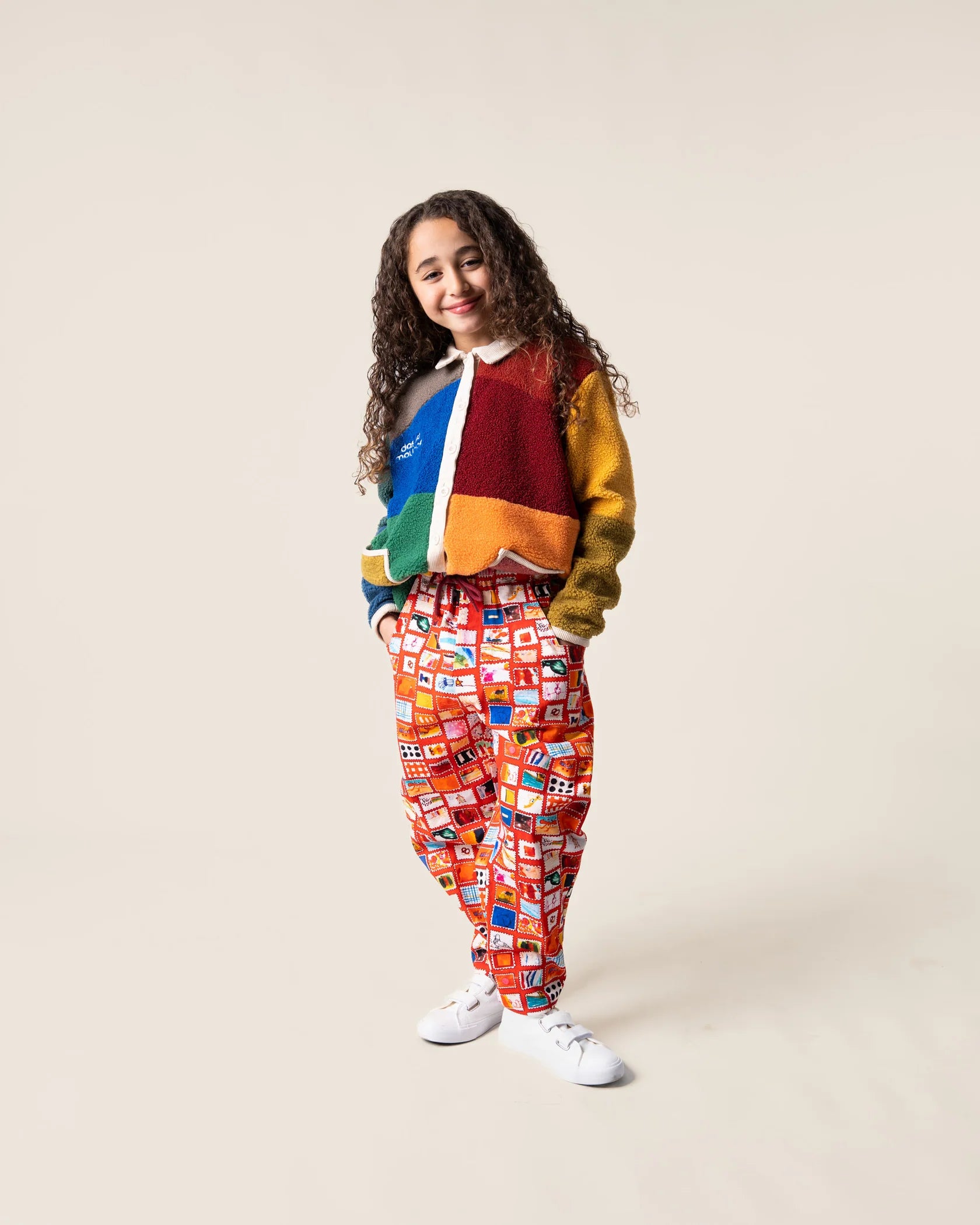 Das Ist Maurice boucle colourblock coat