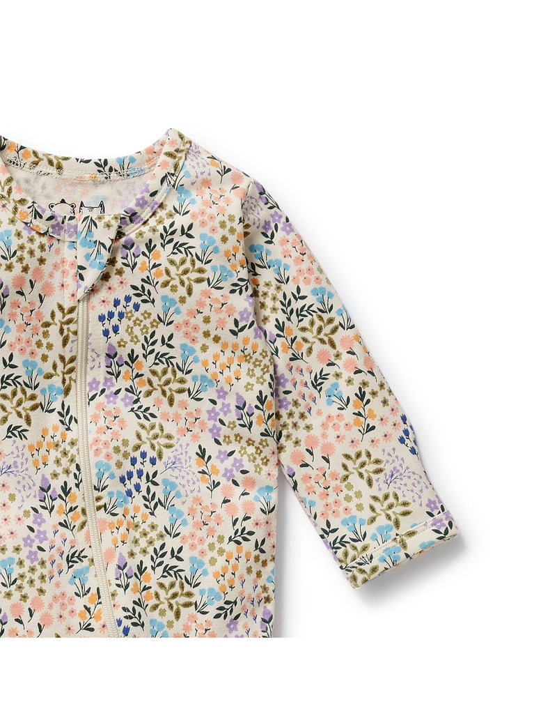 Wilson & Frenchy Tiny Bloom Organic Zipsuit with Feet