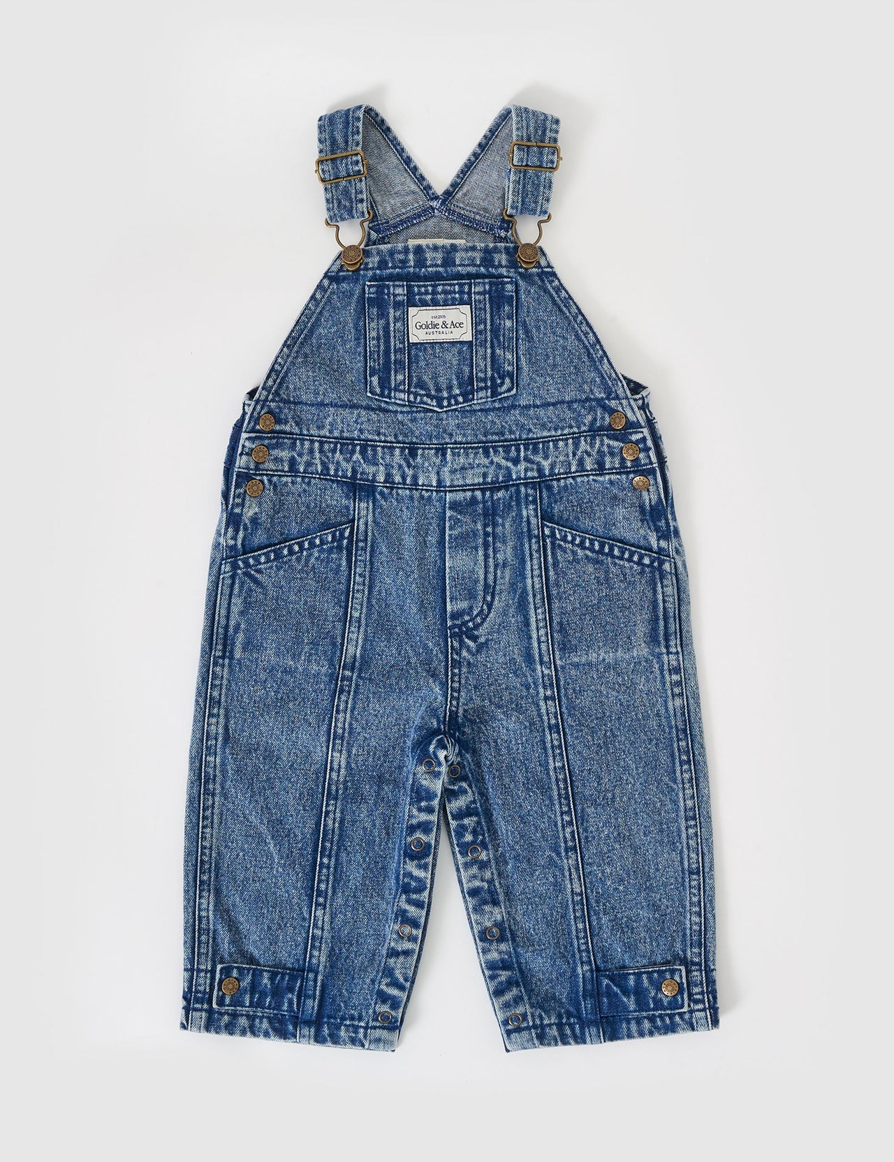 Goldie & Ace Austin Blake Vintage Washed Denim Overalls in Dark Denim