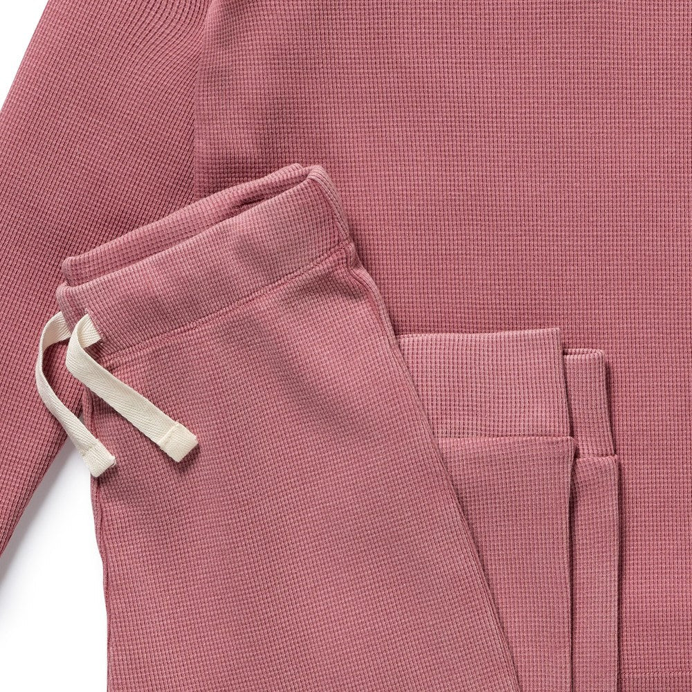 Wilson & Frenchy organic waffle henley pyjamas in plum