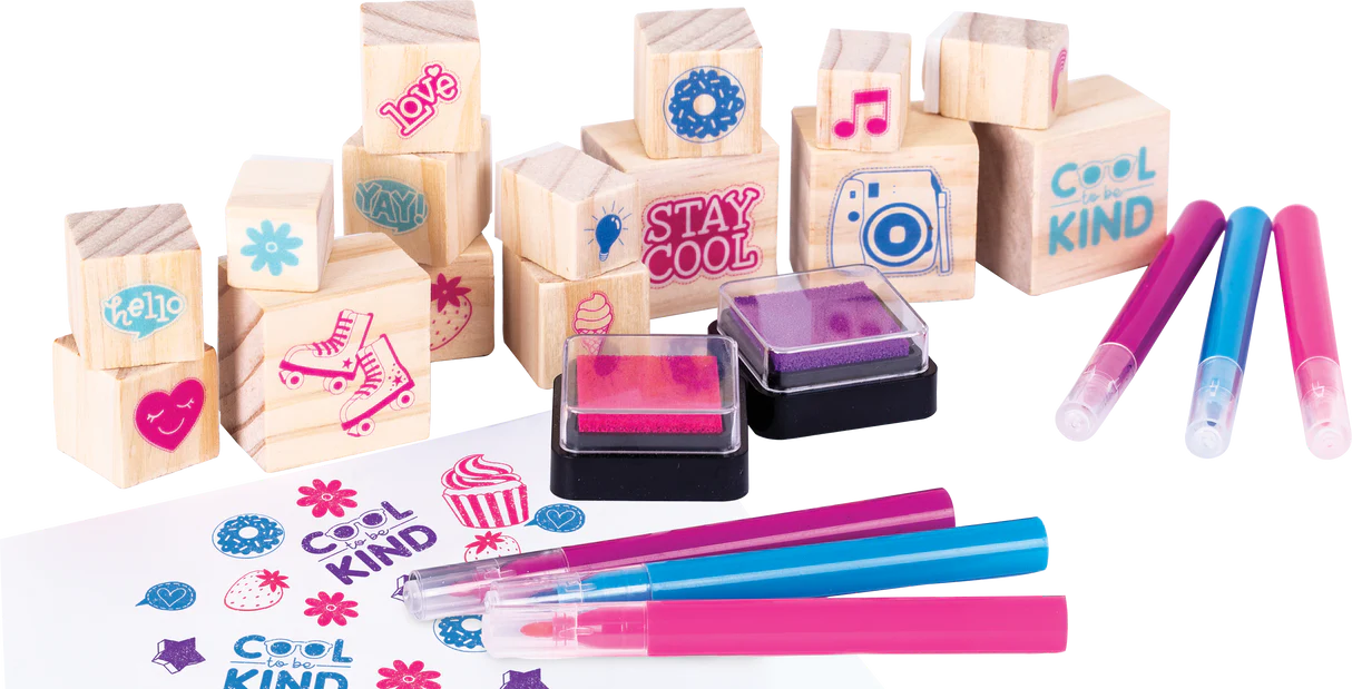 EC wooden stamp set 51pc all about animals