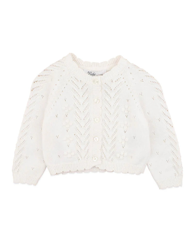 Bebe. Girls Organic Cloud Pointelle Cardi 3-7y