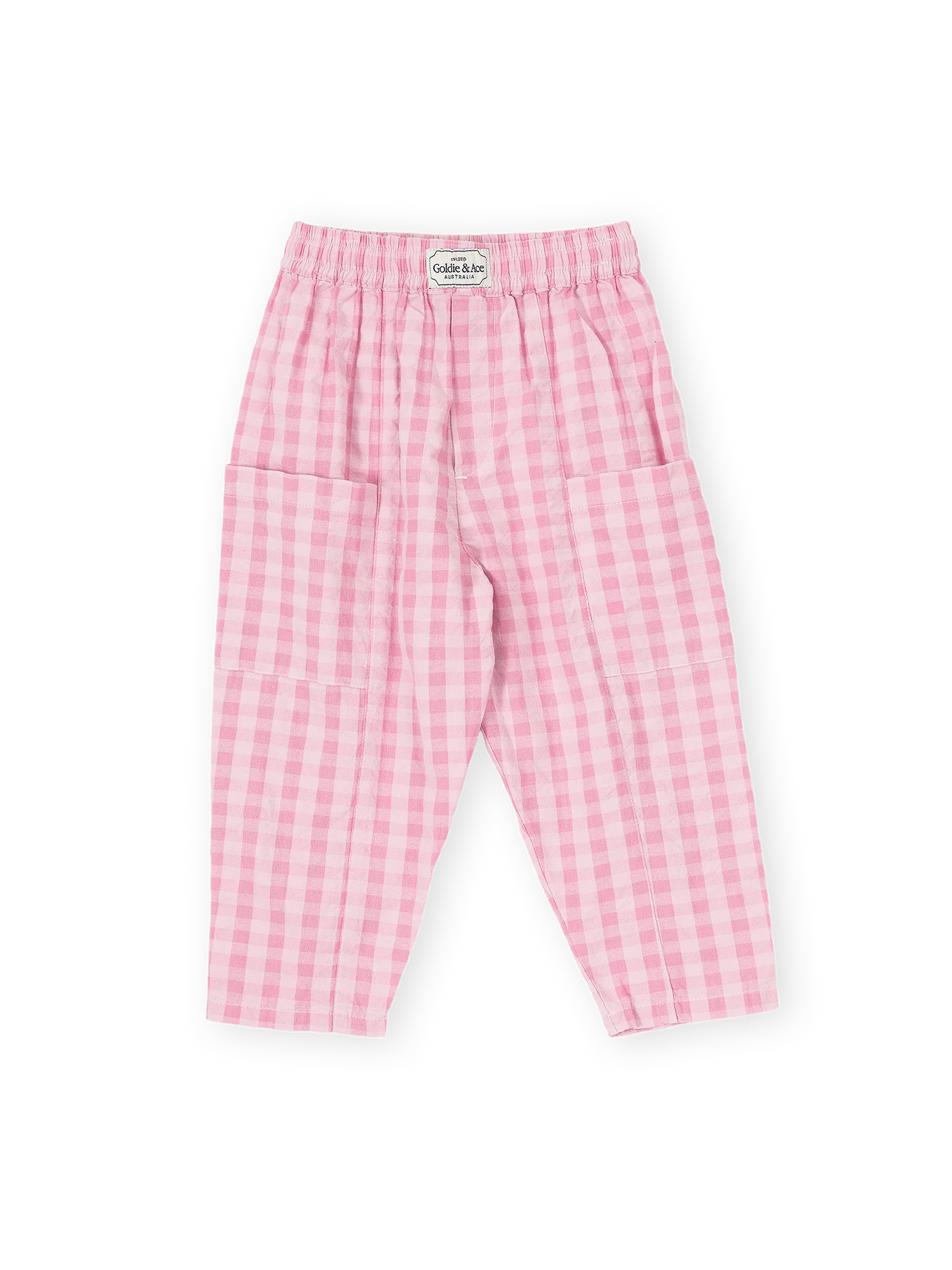Goldie & Ace Lightweight Gingham Kit Pocket Pant in Pink