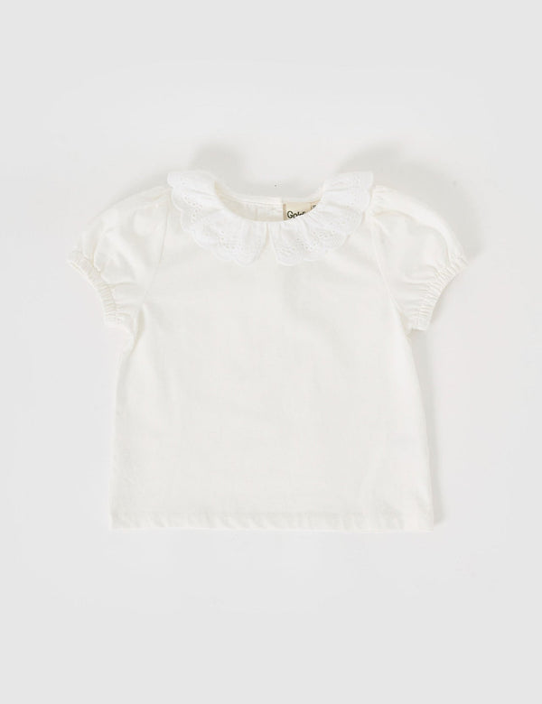 Goldie + ace Laura puff sleeve collar top in white