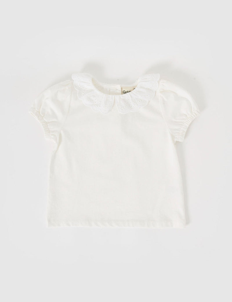 Goldie + ace Laura puff sleeve collar top in white