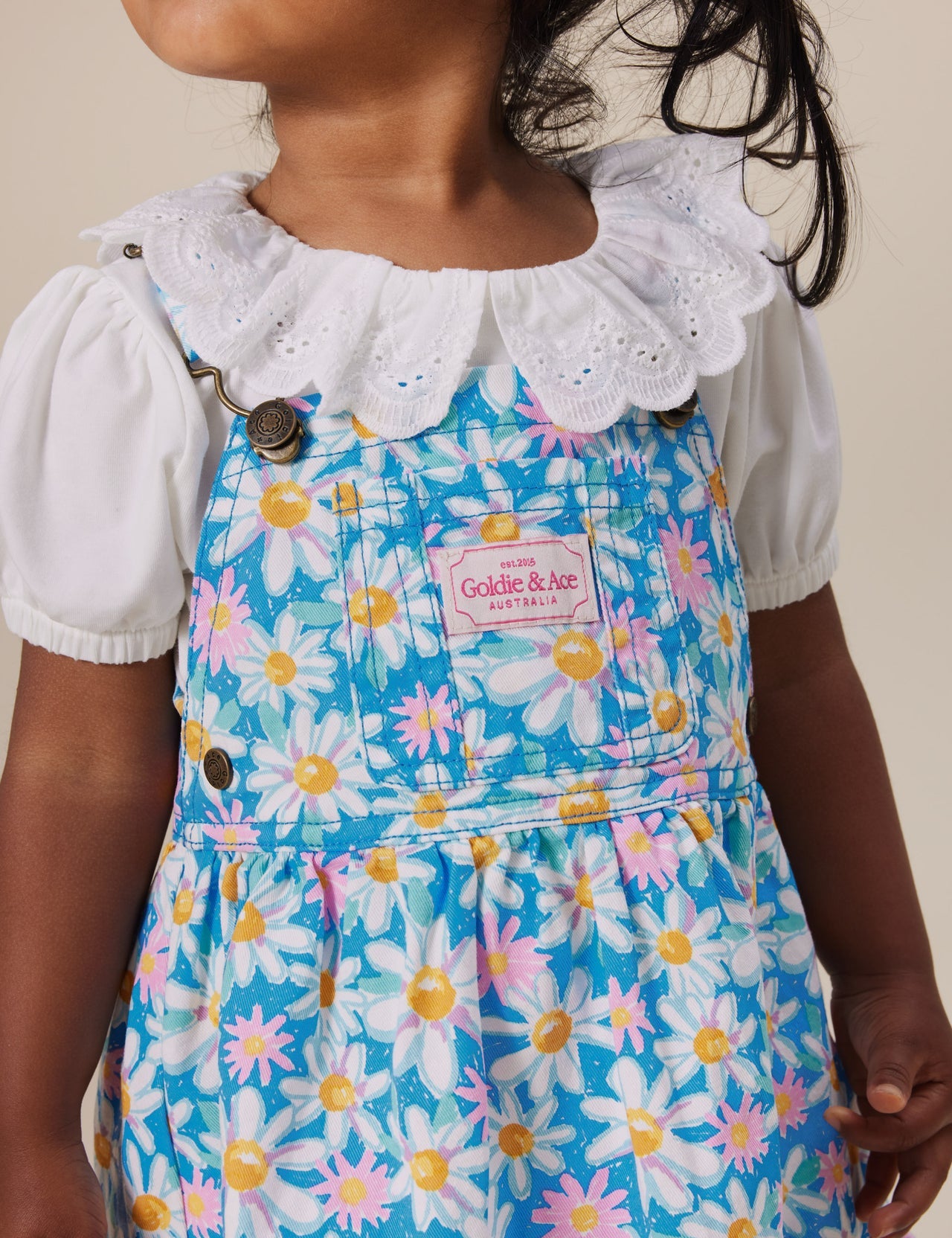 Goldie + ace Laura puff short sleeve collar top in white