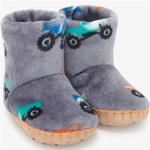Hatley Monster Trucks Fuzzy Fleece Slipper