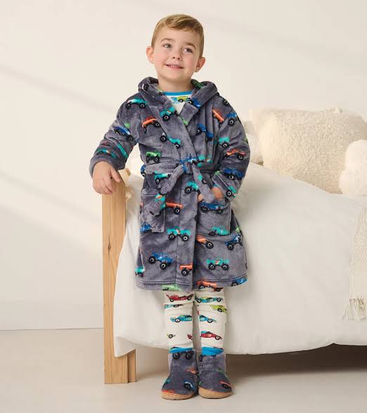 Hatley Monster Trucks Fuzzy Fleece Slipper