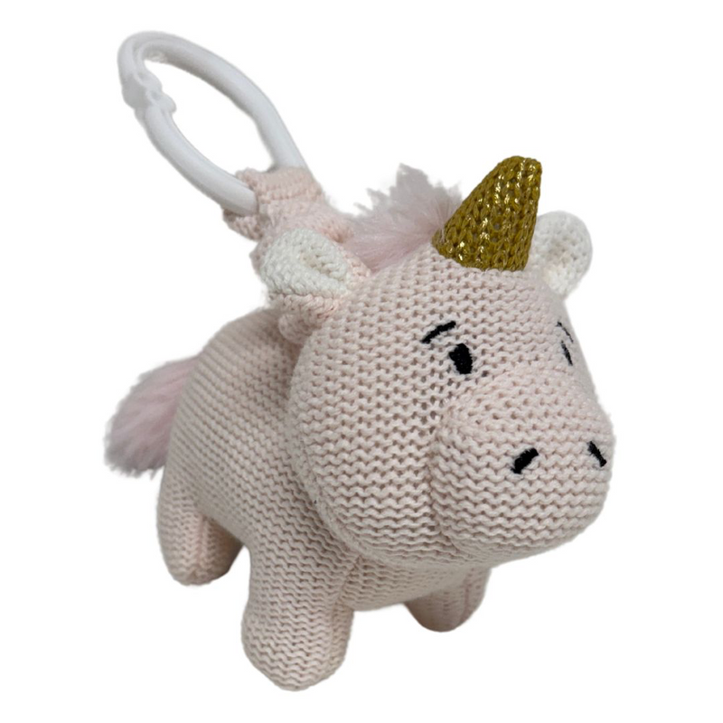 es kids knitted unicorn pram toy 16cm