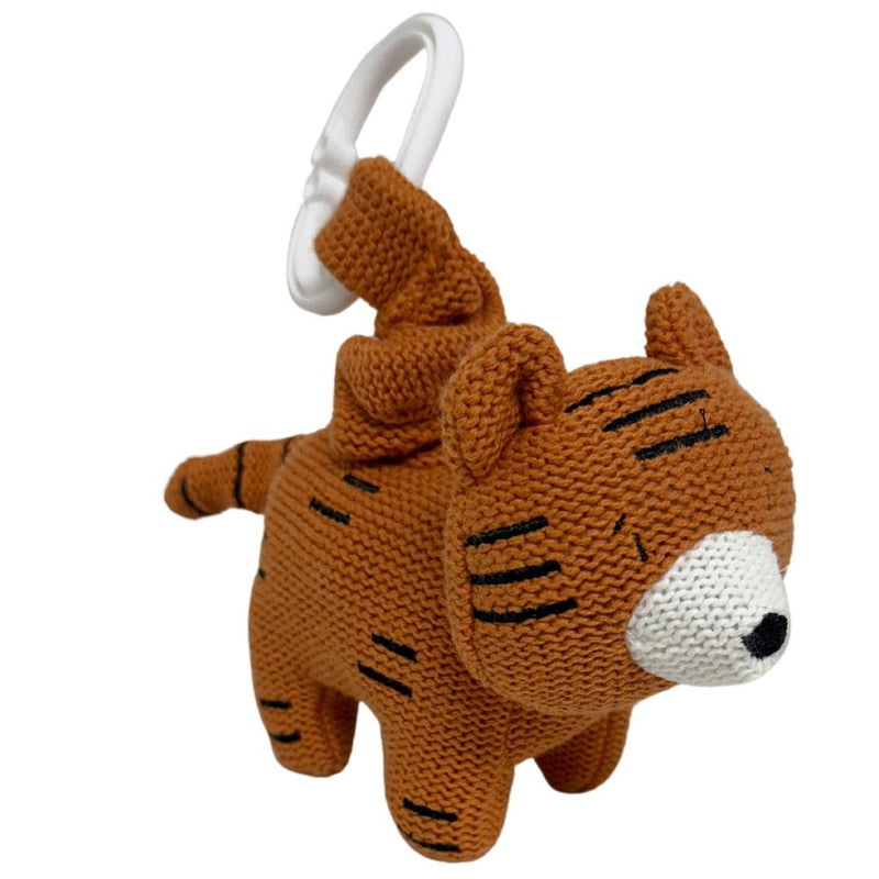es kids knitted tiger pram toy 16cm