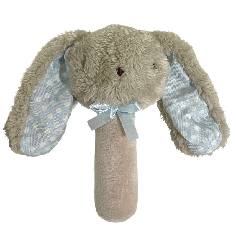 es kids fluffy bunny stick rattle beige/blue 17cm
