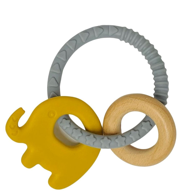 Baby teether silicone ring - elephant in grey