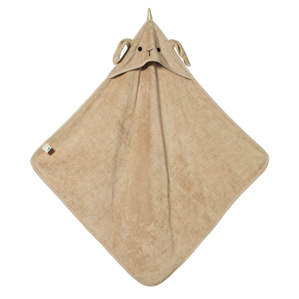 Nature Baby Hooded stretch bath towel in brown bunny embroidery