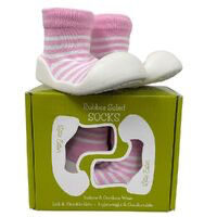 ES Kids Rubber Soled Socks - pink stripe