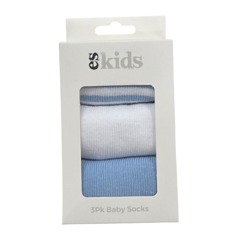 es kids baby socks boxed 3 pk blue stripe
