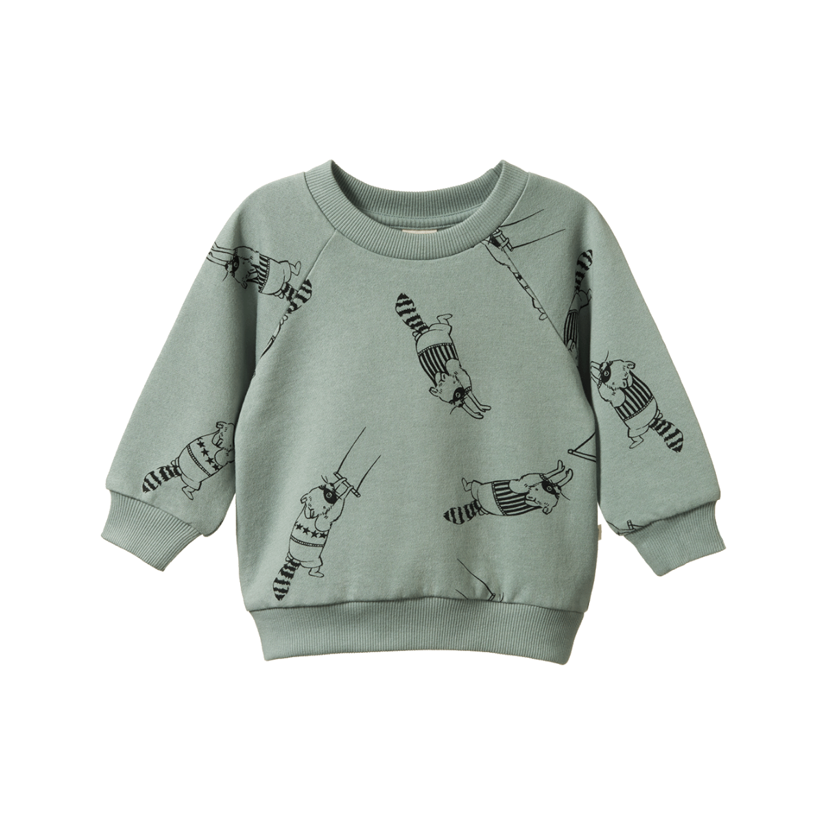 Nature Baby Emerson sweater Raccoon Rhapsody Print