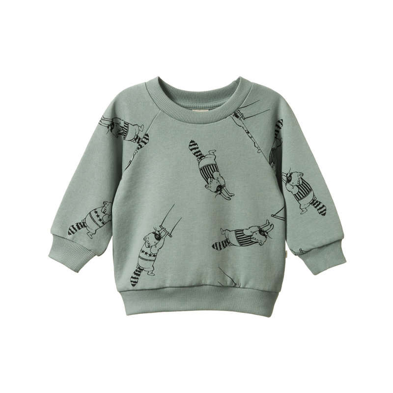 Nature Baby Emerson sweater Raccoon Rhapsody Print