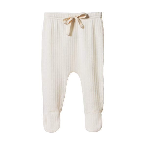 Nature baby footed rompers pointelle in Natural