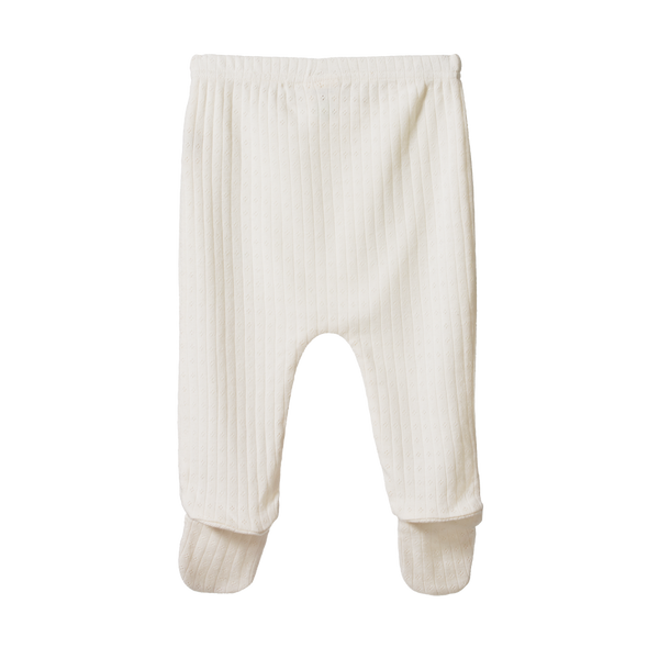Nature baby footed rompers pointelle in Natural