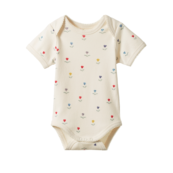 Nature Baby Short Sleeve Bodysuit in Delphine print