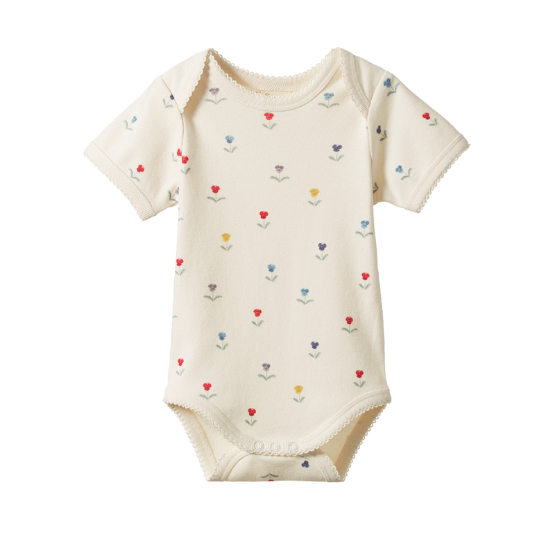 Nature Baby Short Sleeve Bodysuit in Delphine print