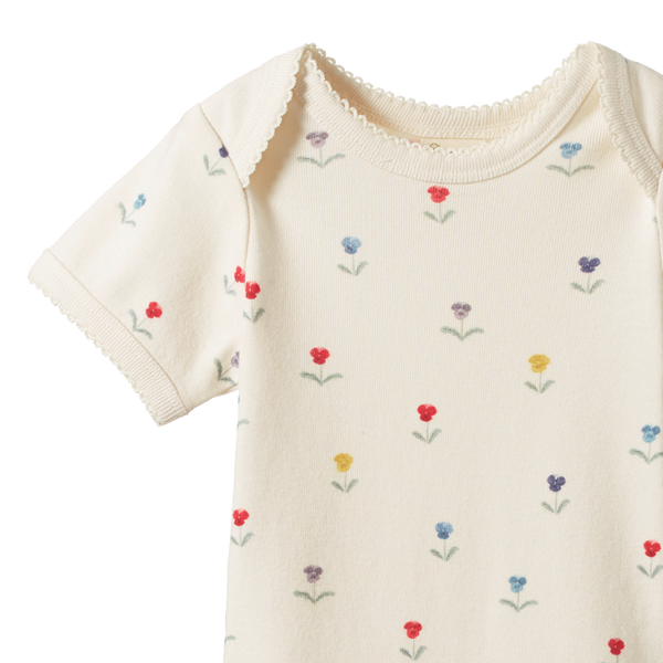 Nature Baby Short Sleeve Bodysuit in Delphine print