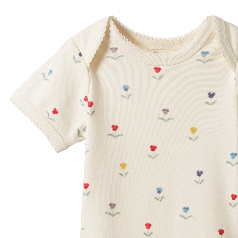 Nature Baby Short Sleeve Bodysuit in Delphine print