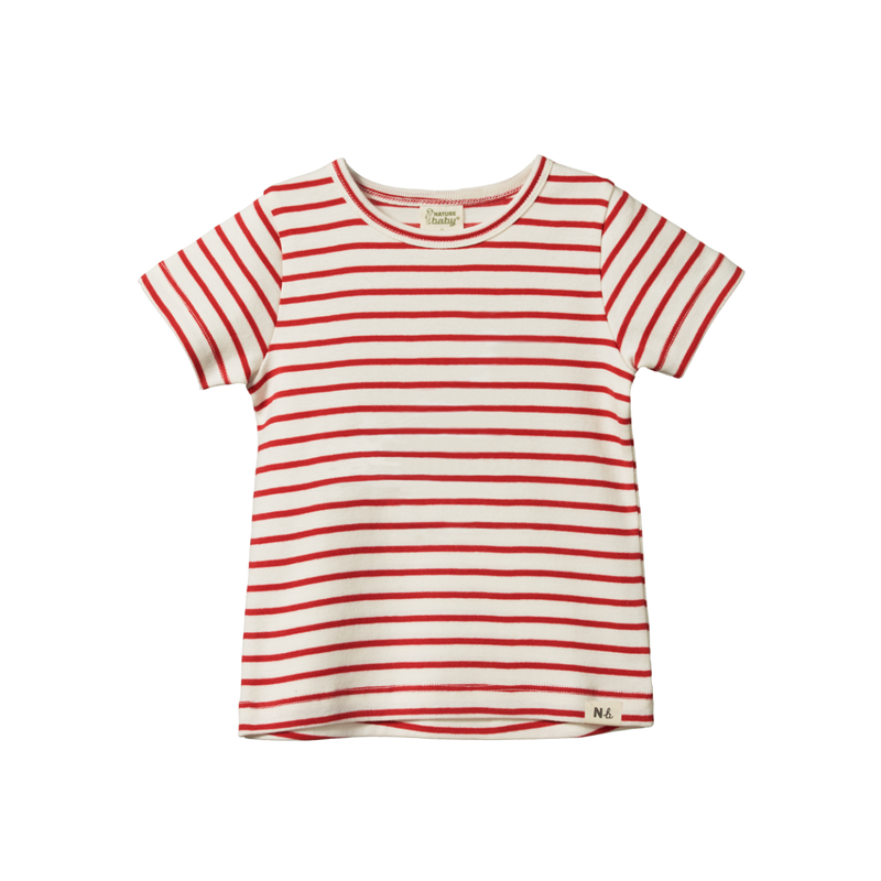 Nature Baby River Tee sailor stripe in red